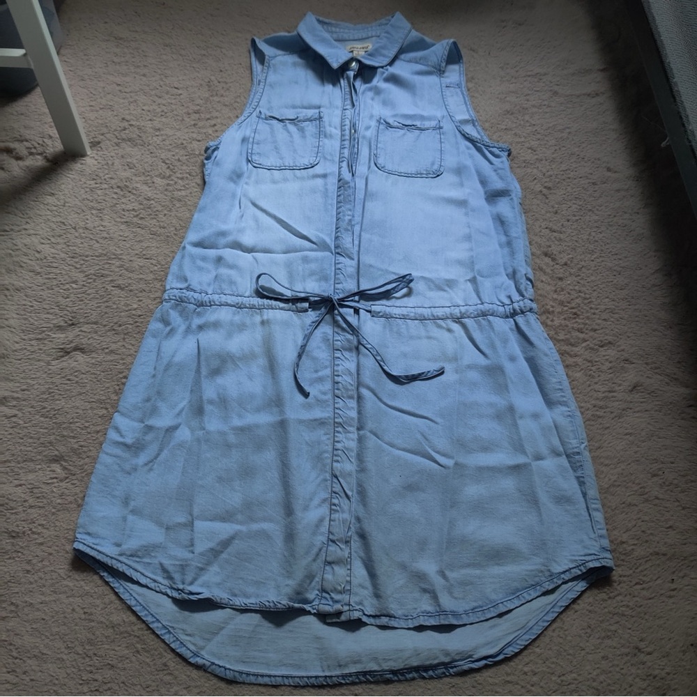 Jou Jou Light Blue Sleeveless Mini Denim Shirt Dress